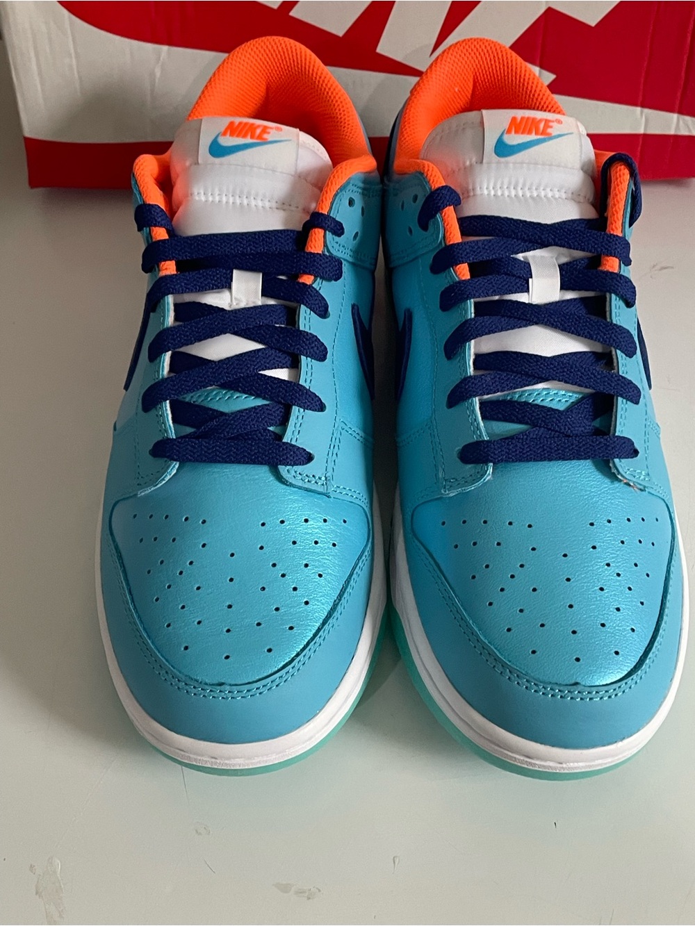 Nike Dunk Low SE Mens 10 Baltic Blue Total Orange New - Picture 2 of 5